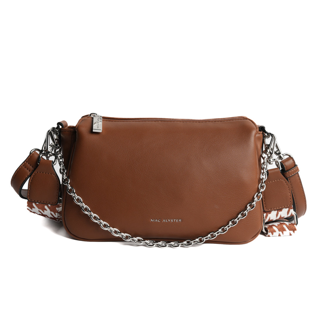 Sac sling MILAN en cuir synthétique COGNAC de face