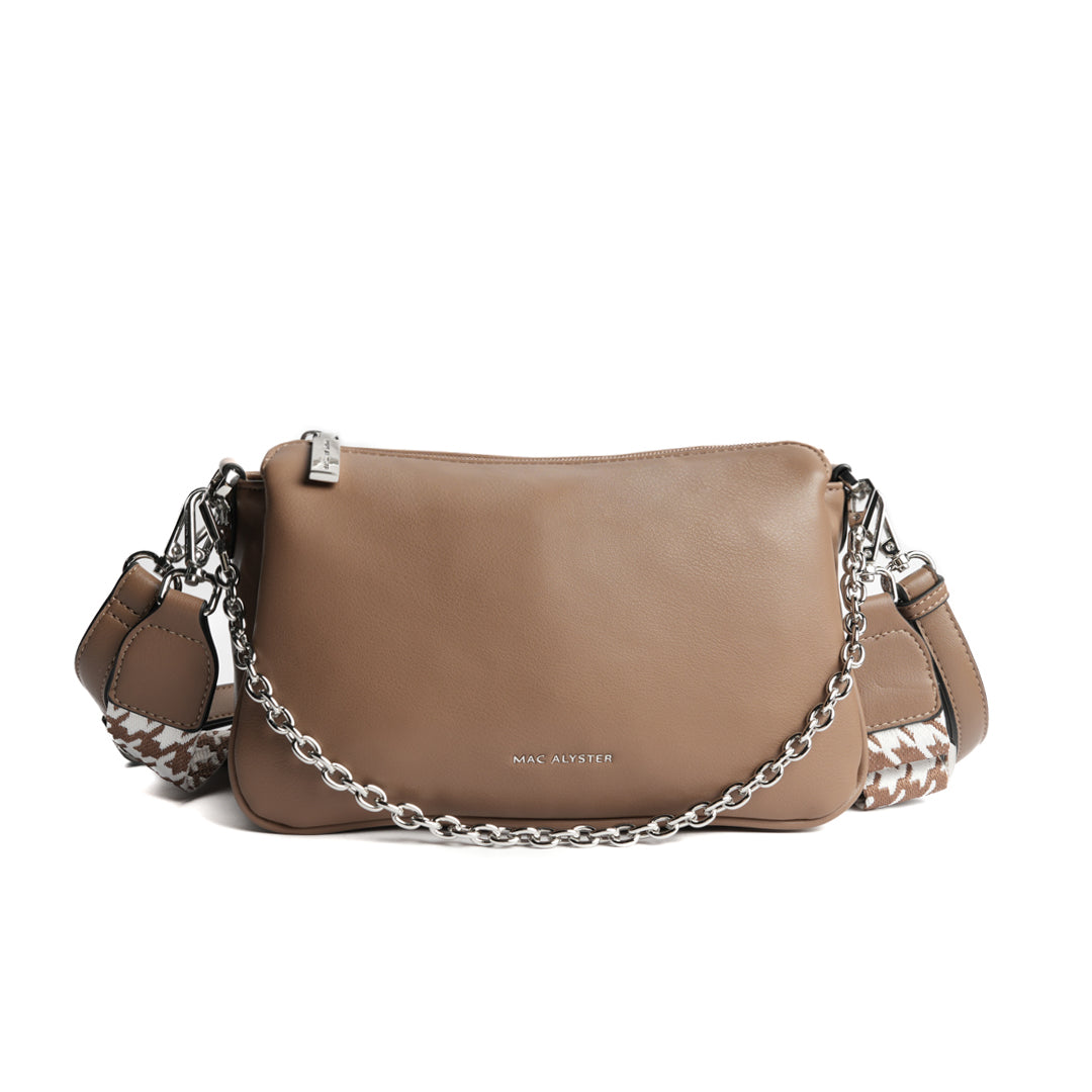 Sac sling MILAN en cuir synthétique TAUPE de face