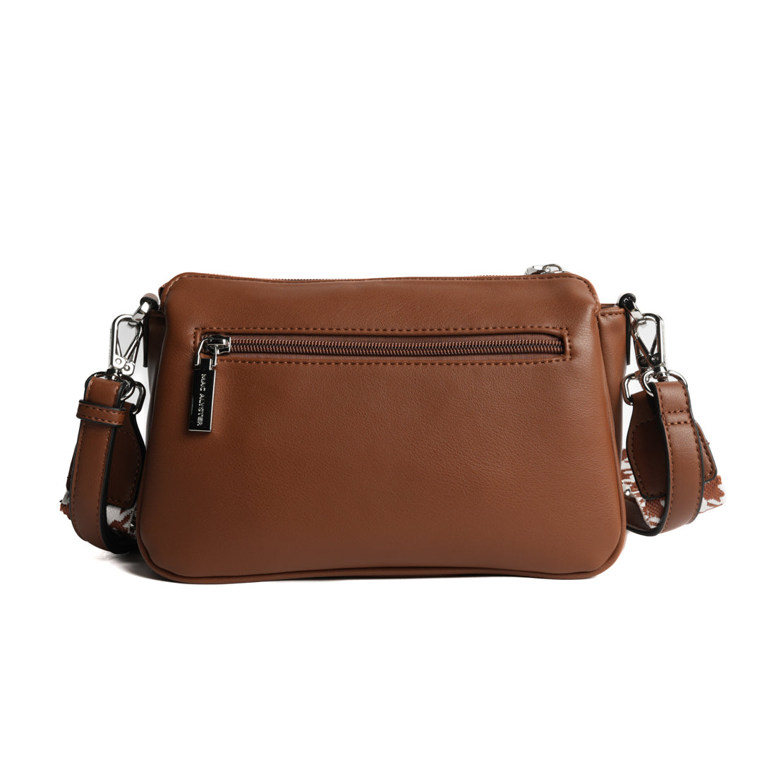 Sac sling MILAN en cuir synthétique COGNAC de dos