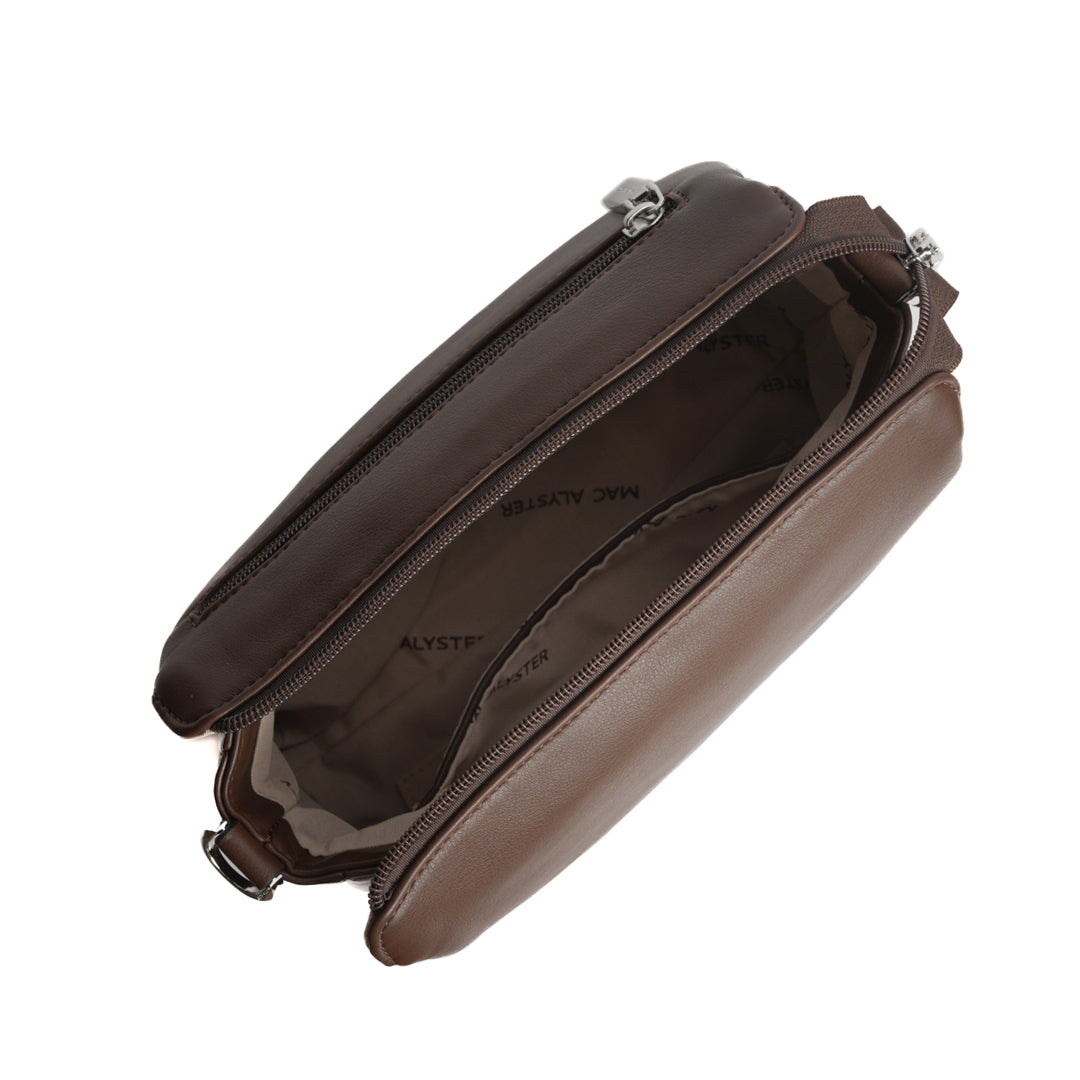 Sac sling MILAN en cuir synthétique CHOCOLAT de haut