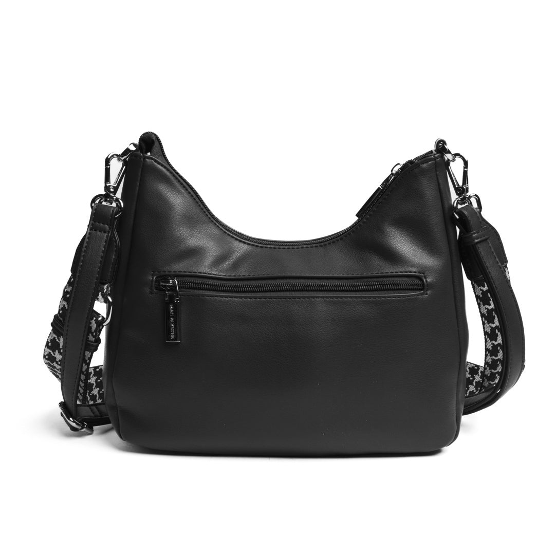 Sac demi-lune MILAN en matière synthétique NOIR de dos