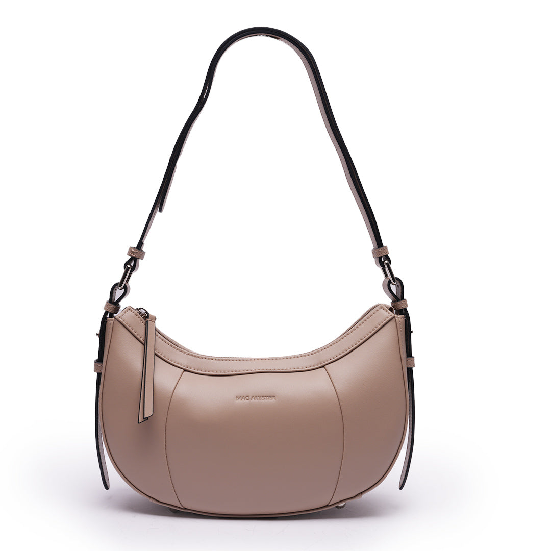 Sac demi-lune LOUNA en cuir SABLE de face