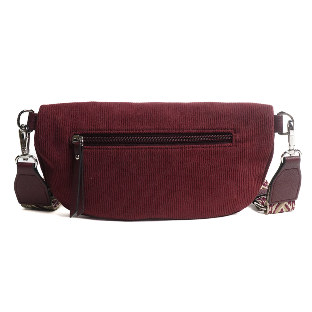 Sac banane VELOURS en cuir synthétique BORDEAUX de dos