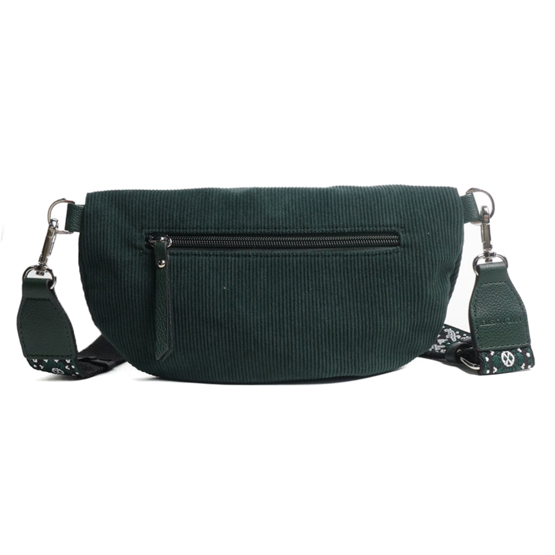 Sac banane VELOURS en cuir synthétique VERT de dos