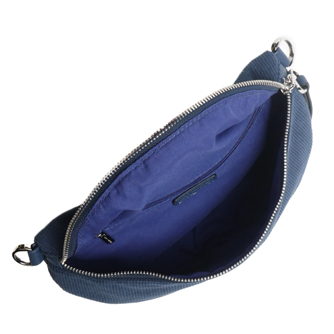 Sac banane VELOURS en cuir synthétique BLEU de haut