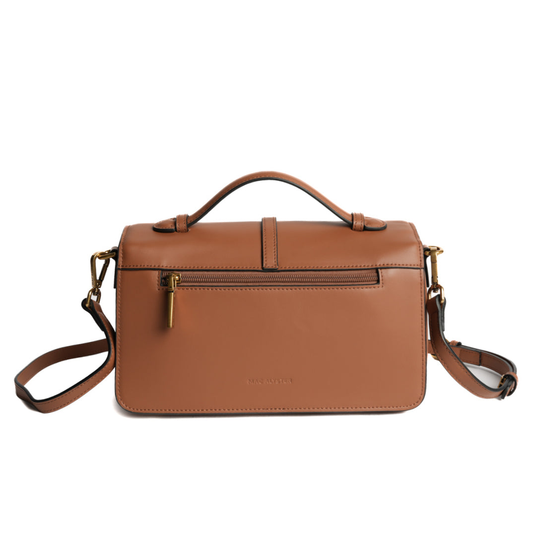 Sac porté main CAROLINE pour femme en cuir COGNAC de dos