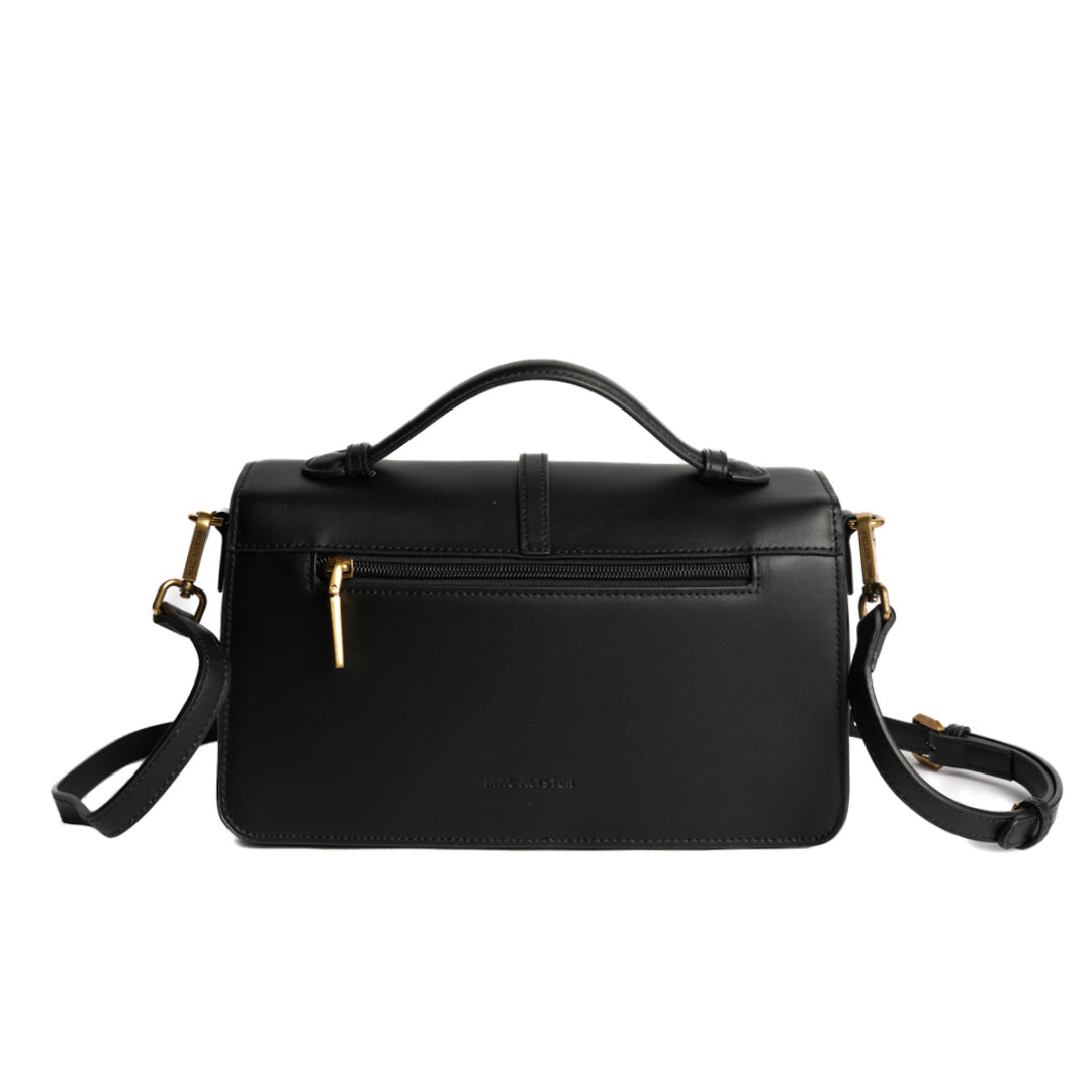 Sac porté main CAROLINE pour femme en cuir NOIR de dos