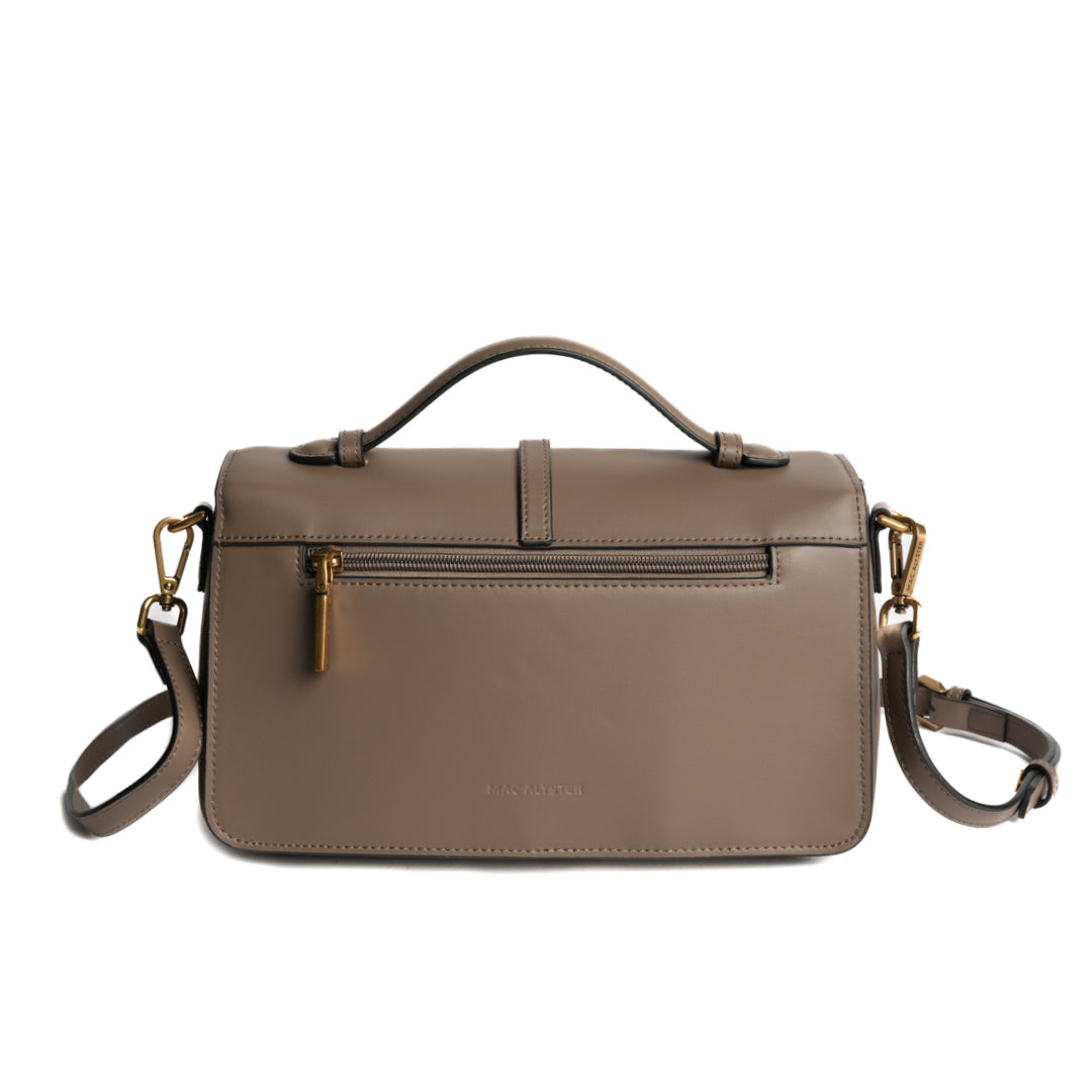 Sac porté main CAROLINE pour femme en cuir TAUPE de dos