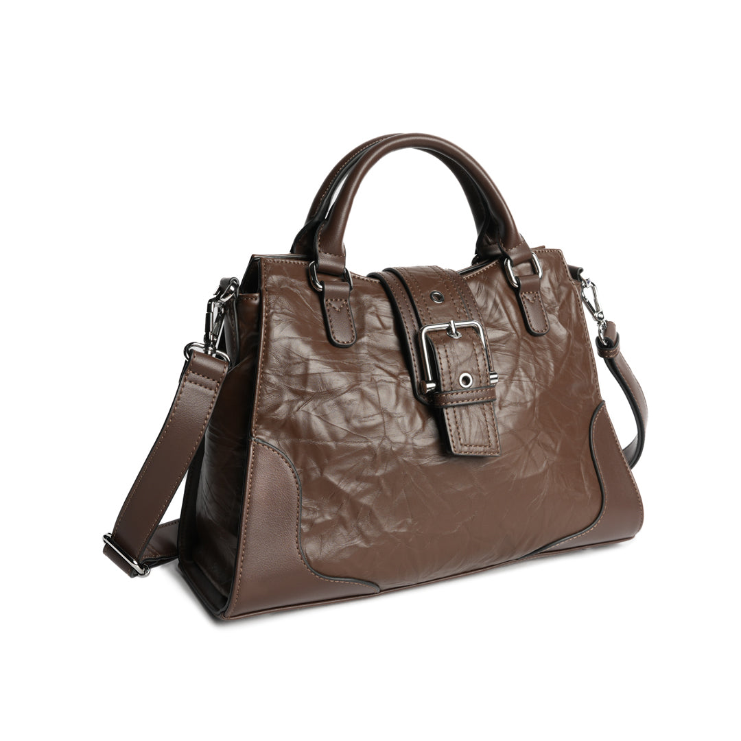 Sac à main ALTER EGO pour femme en cuir synthétique MARRON de trois-quarts