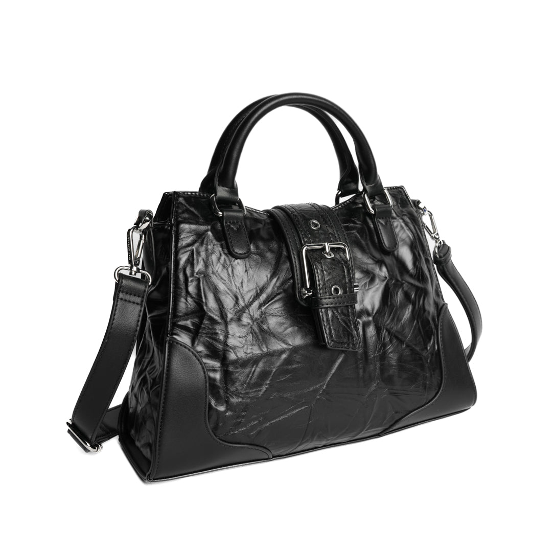 Sac à main ALTER EGO pour femme en cuir synthétique NOIR de trois-quarts