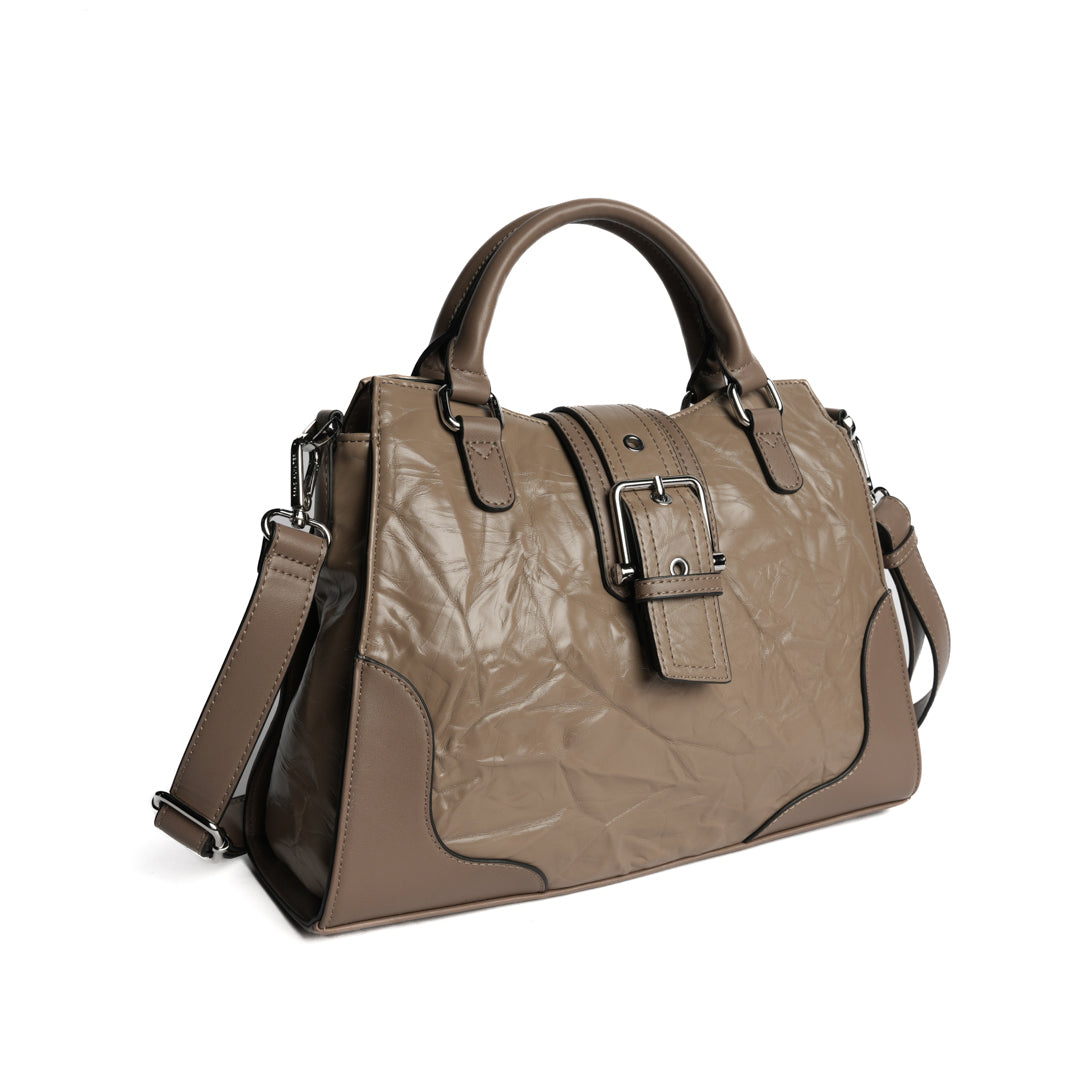 Sac à main ALTER EGO pour femme en cuir synthétique TAUPE de trois-quarts