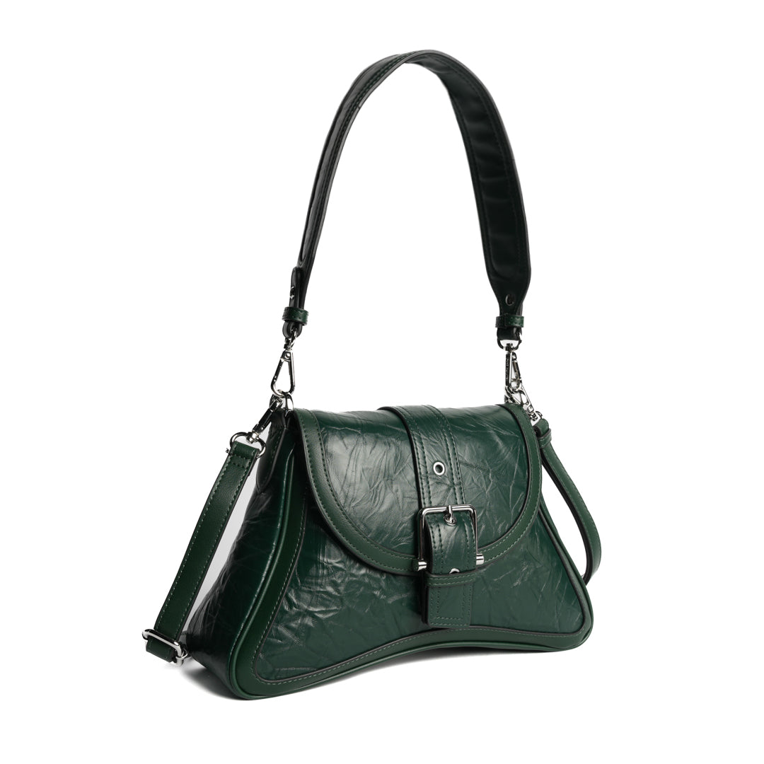 Sac à rabat ALTER EGO pour femme en cuir synthétique VERT de trois-quarts