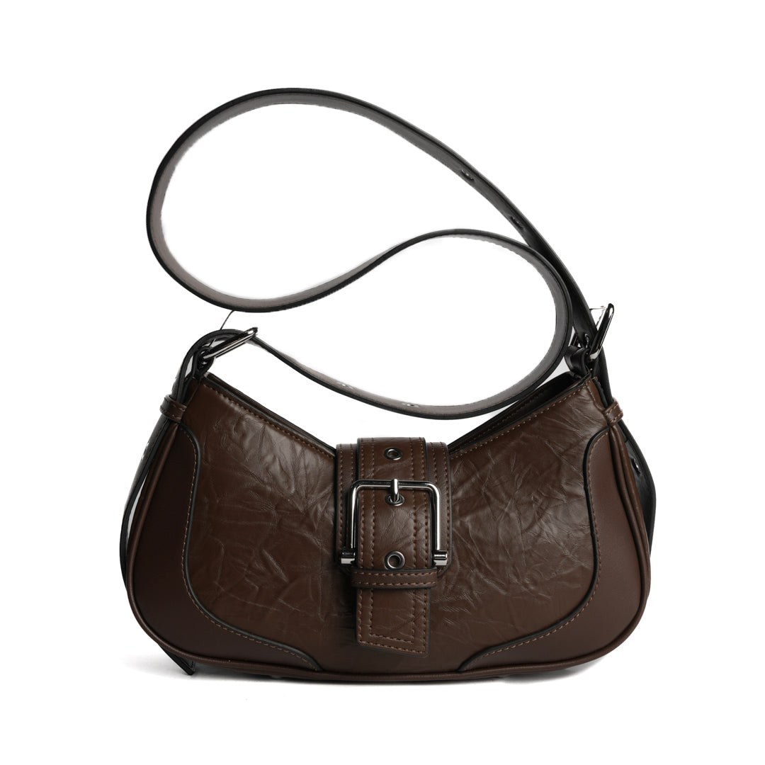 Sac porté épaule ALTER EGO pour femme en cuir synthétique MARRON de face