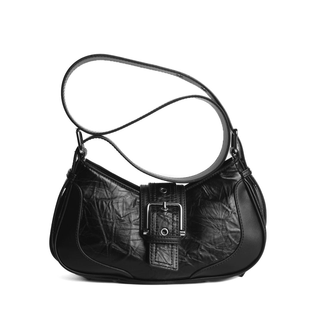 Sac porté épaule ALTER EGO pour femme en cuir synthétique NOIR de face