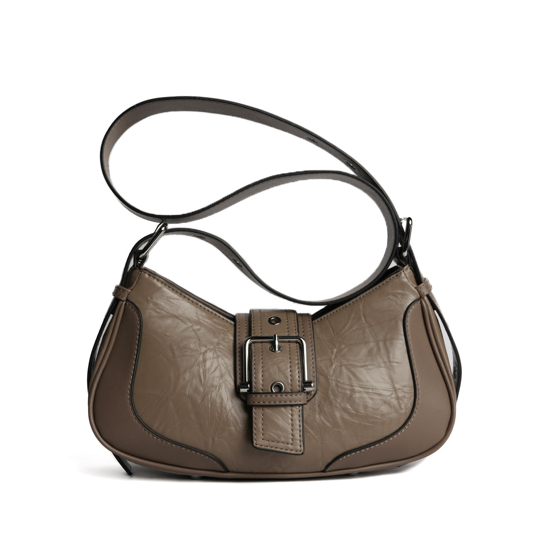 Sac porté épaule ALTER EGO pour femme en cuir synthétique TAUPE de face