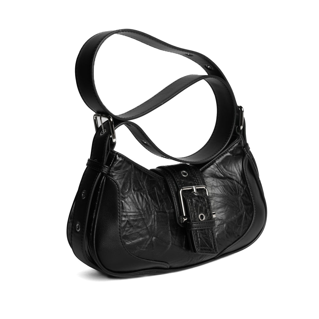 Sac porté épaule ALTER EGO pour femme en cuir synthétique NOIR de trois-quarts