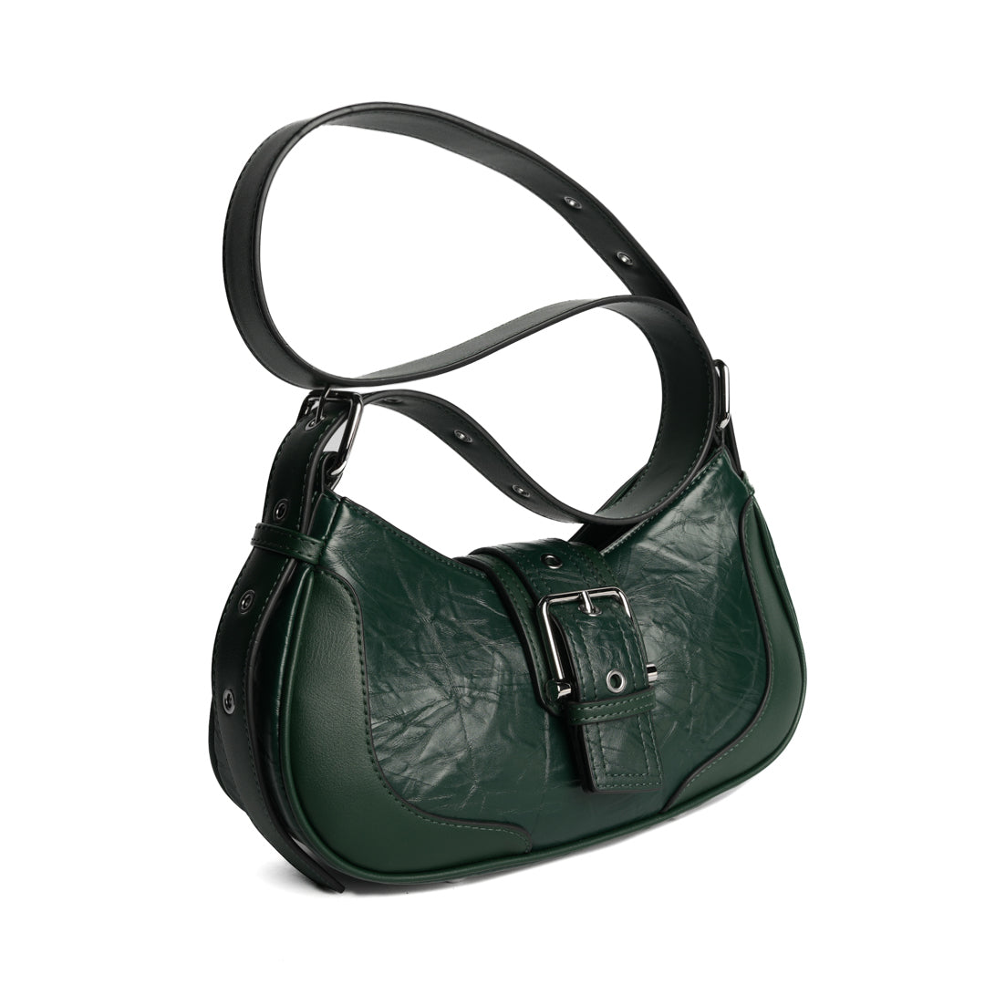 Sac porté épaule ALTER EGO pour femme en cuir synthétique VERT de trois-quarts