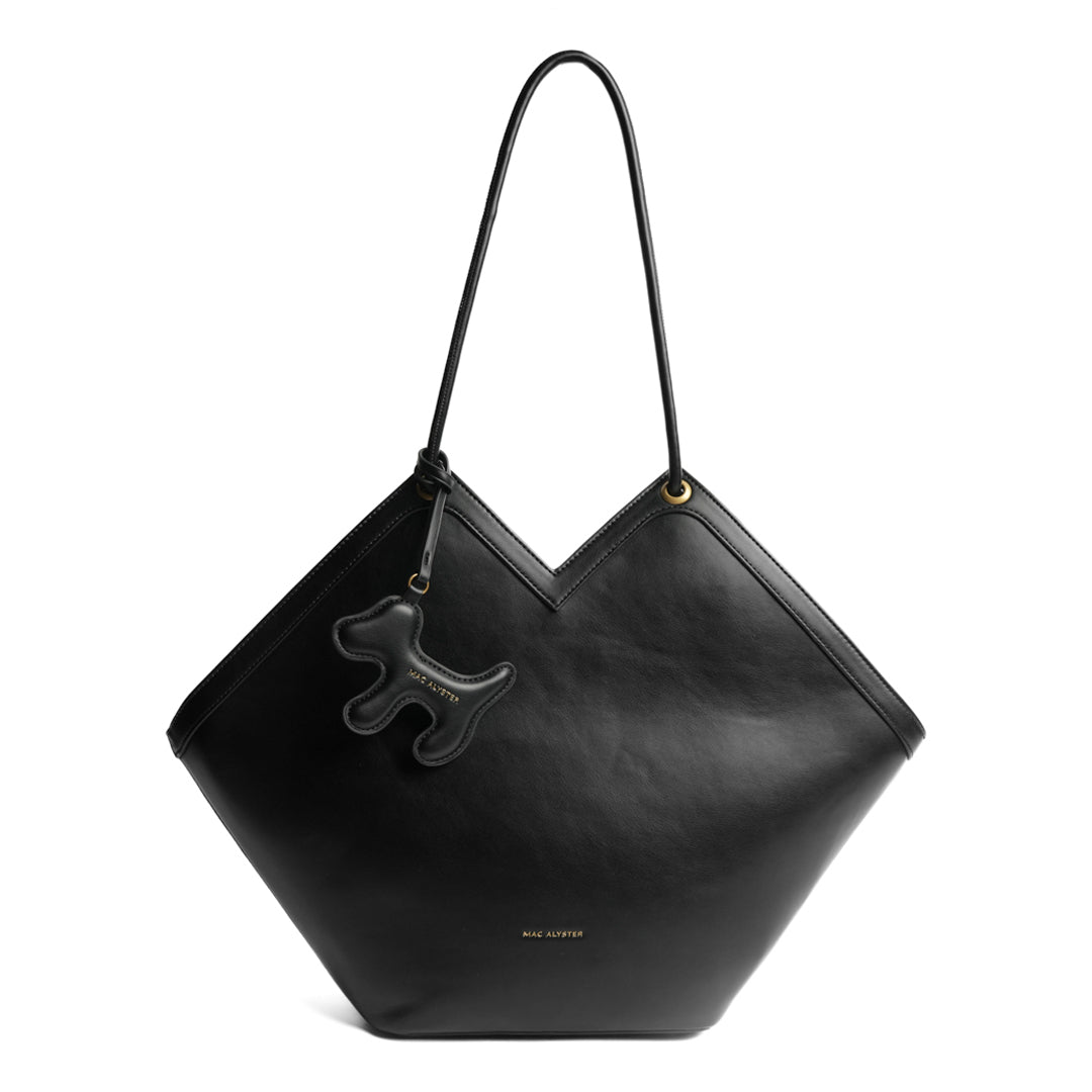 Sac shopping BLUETTE pour femme en cuir synthétique NOIR de face