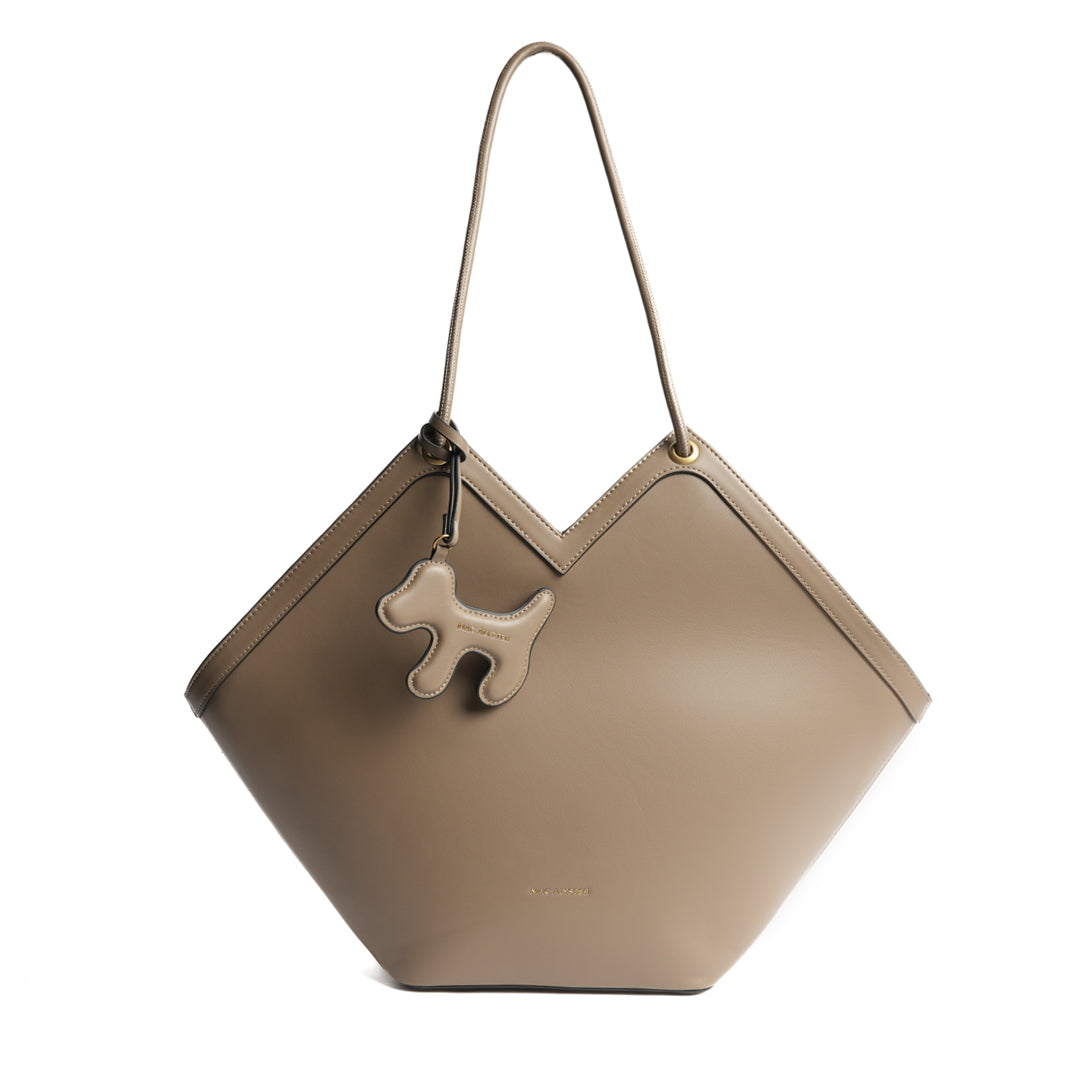 Sac shopping BLUETTE pour femme en cuir synthétique TAUPE de face