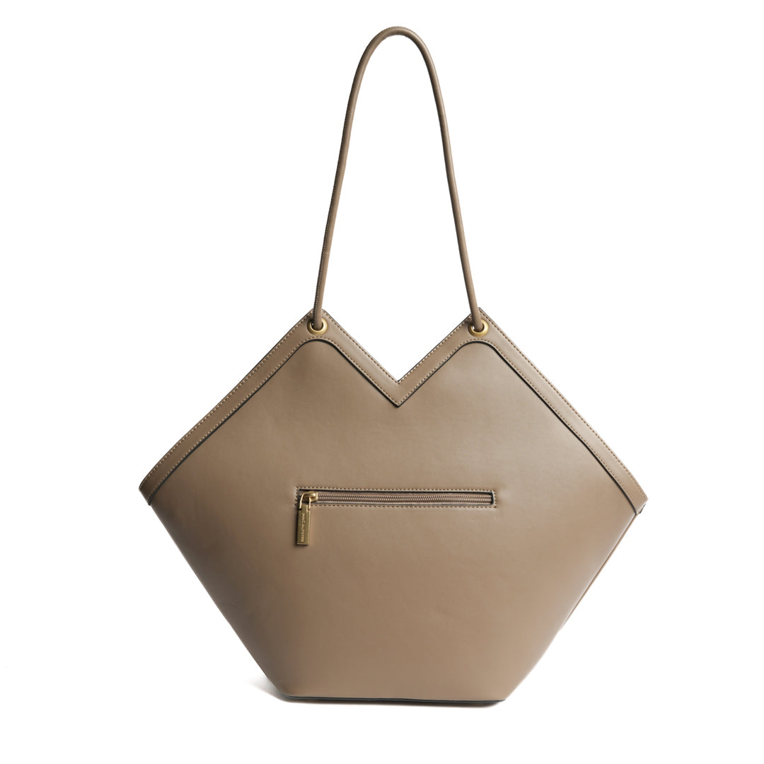 Sac shopping BLUETTE pour femme en cuir synthétique TAUPE de dos