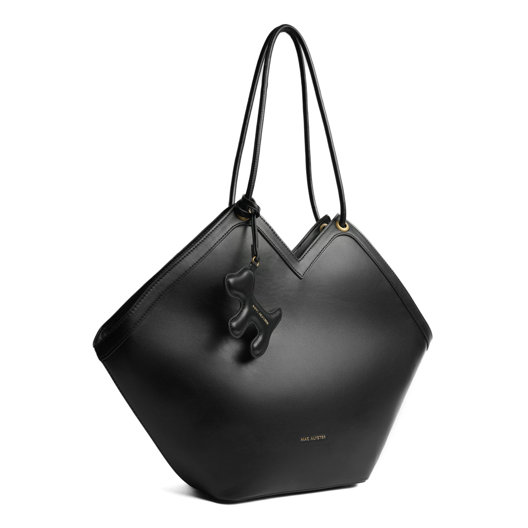 Sac shopping BLUETTE pour femme en cuir synthétique NOIR de trois-quarts