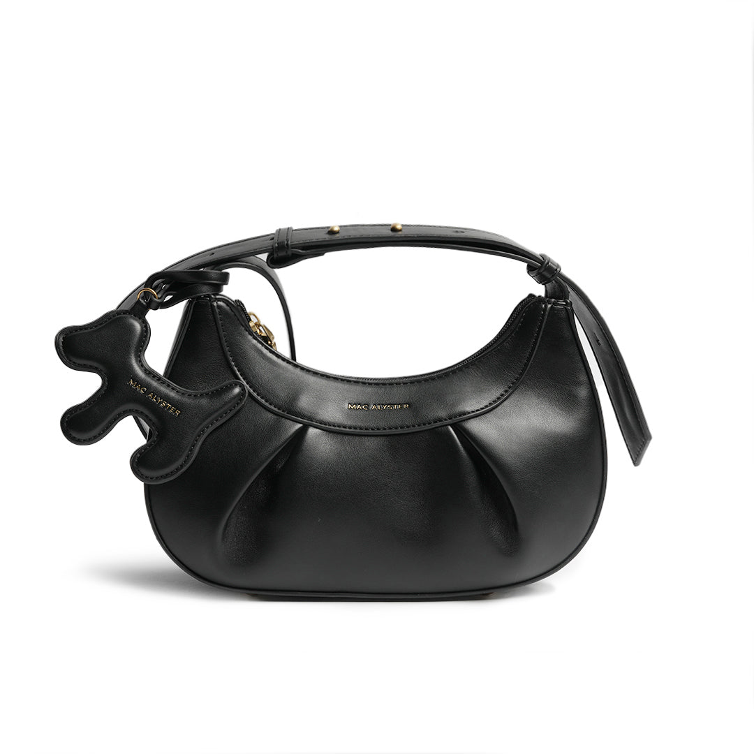 Sac porté épaule BLUETTE pour femme en cuir synthétique NOIR de face