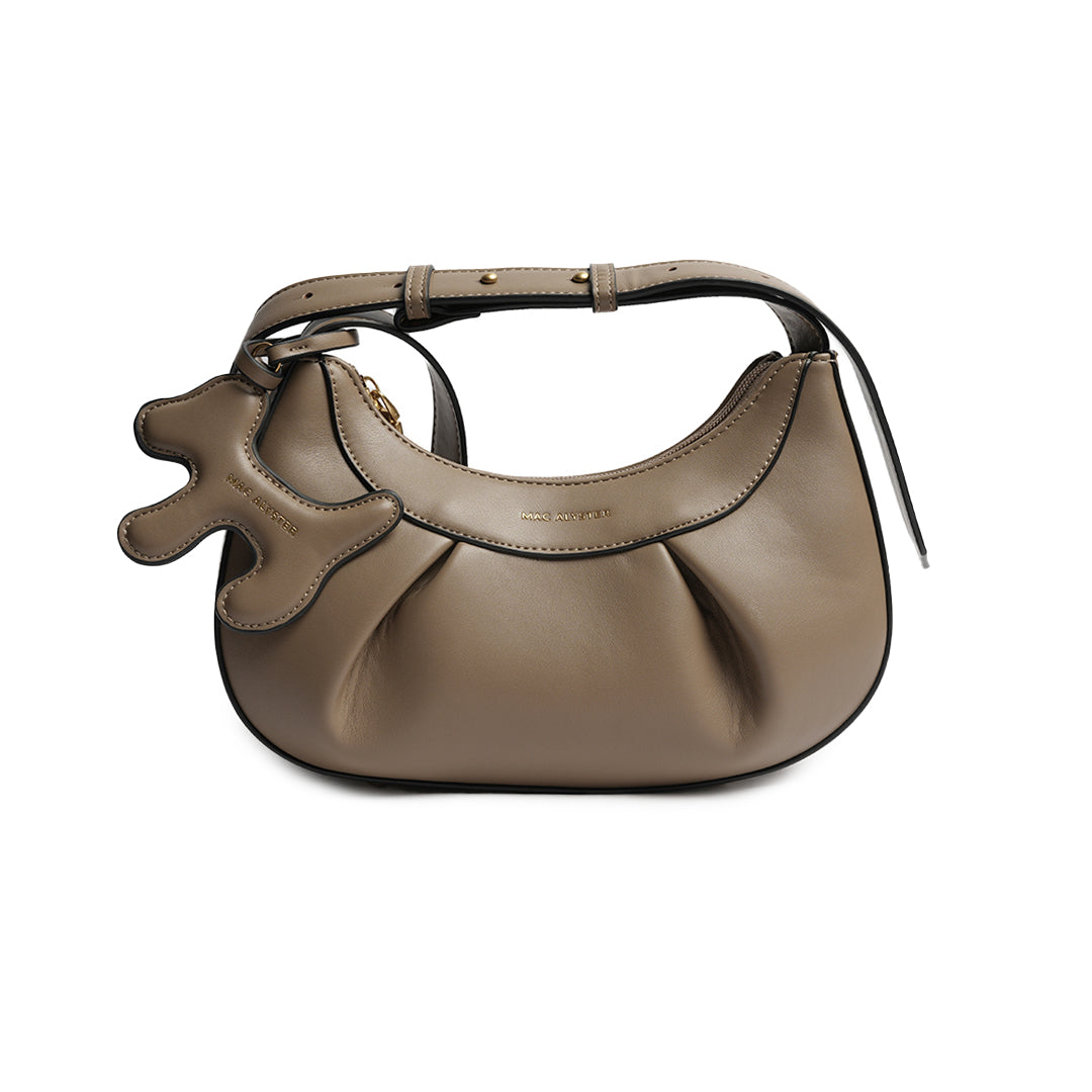 Sac porté épaule BLUETTE pour femme en cuir synthétique TAUPE de face