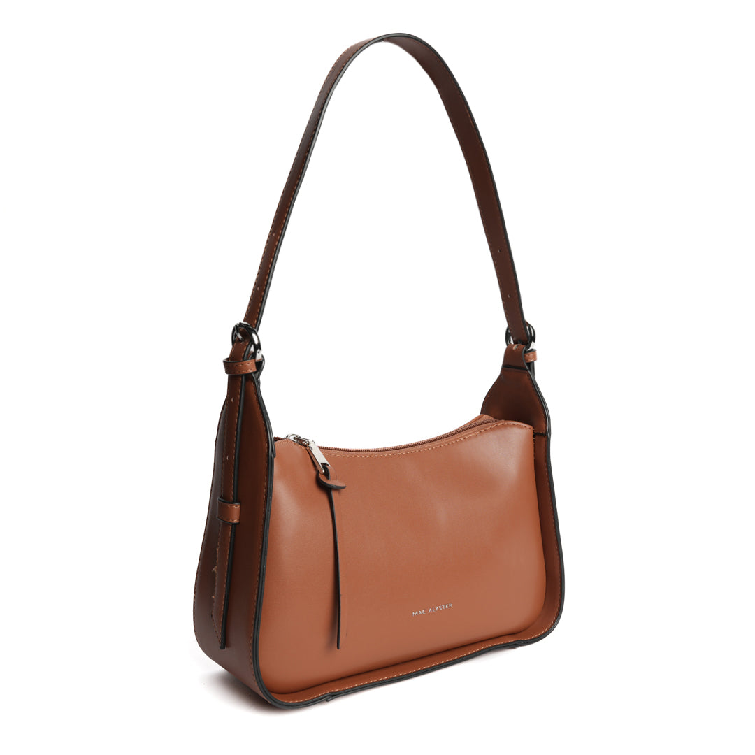 Sac trotteur GALA pour femme en cuir synthétique COGNAC de trois-quarts