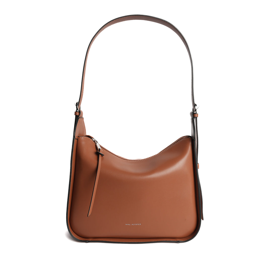 Sac porté épaule GALA pour femme en cuir synthétique COGNAC de face