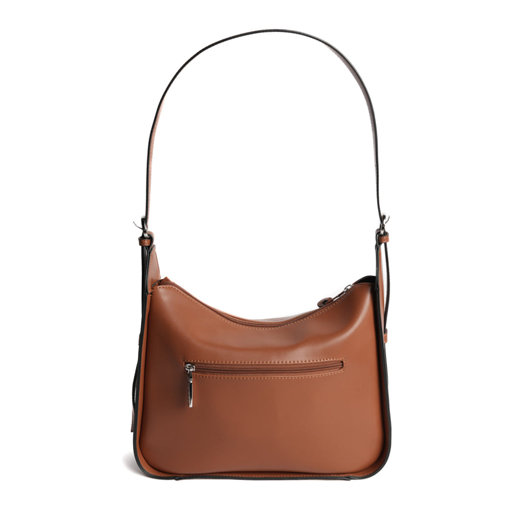 Sac porté épaule GALA pour femme en cuir synthétique COGNAC de dos