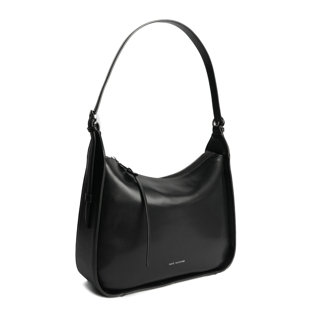 Sac porté épaule GALA pour femme en cuir synthétique NOIR de trois-quarts