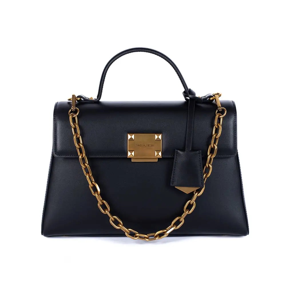 Sac noir MELYSSA chaine cuir alumine