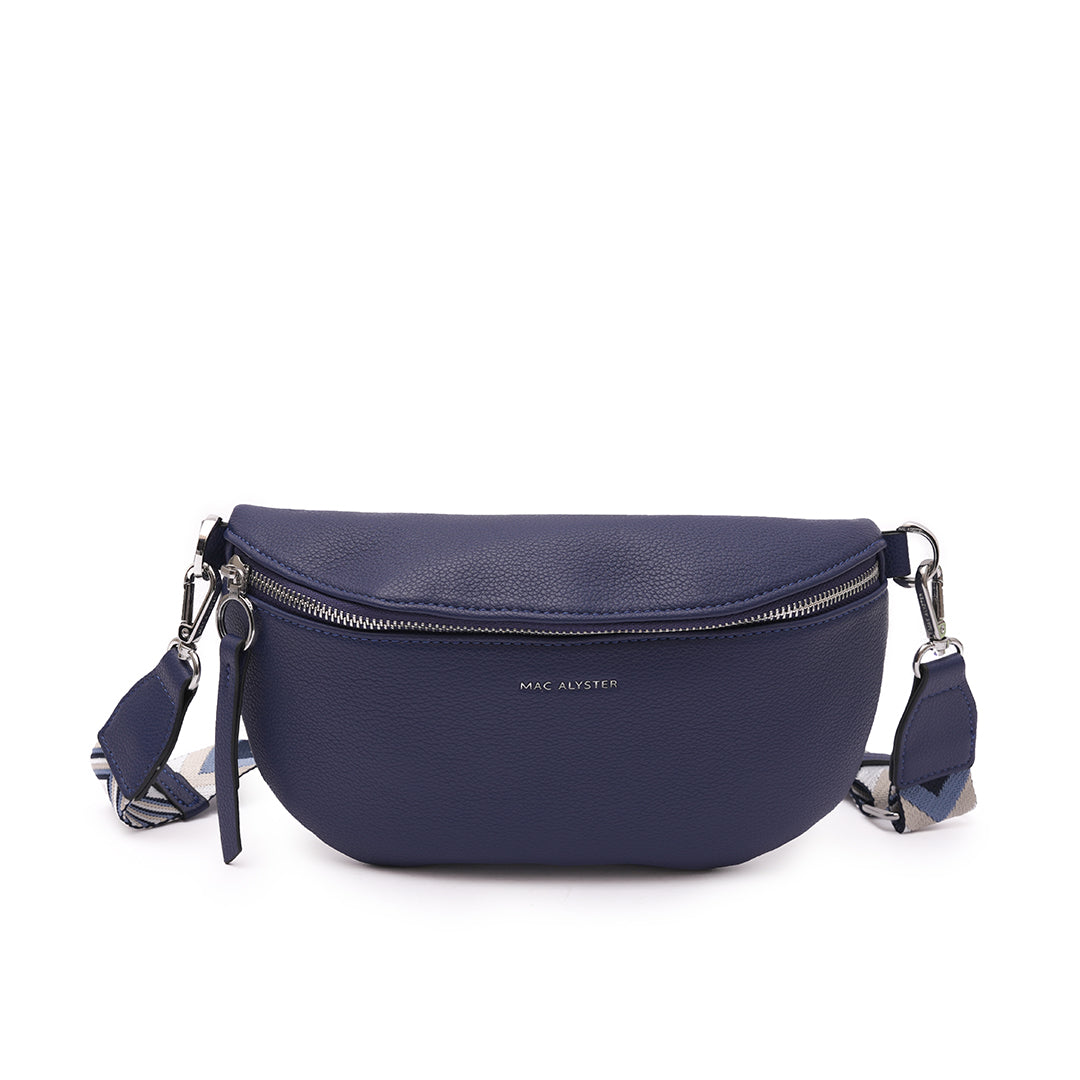 Sac BANANE 01 en cuir synthétique bleu de face