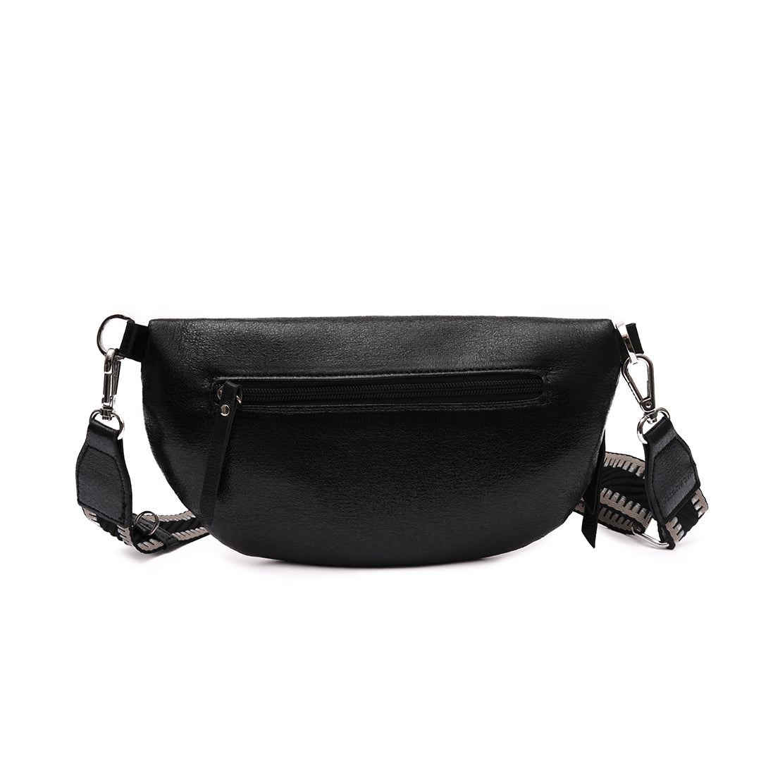 Sac BANANE 01 en cuir synthétique noir irisé de dos