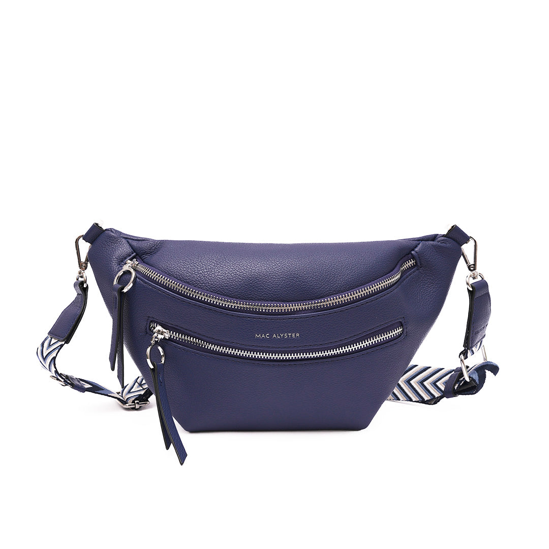 Sac BANANE 02 en cuir synthétique bleu de face