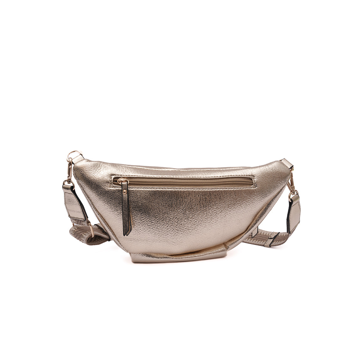 Sac BANANE 02 en cuir synthétique champagne irisé de dos