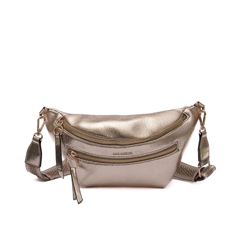 Sac BANANE 02 en cuir synthétique champagne irisé de face