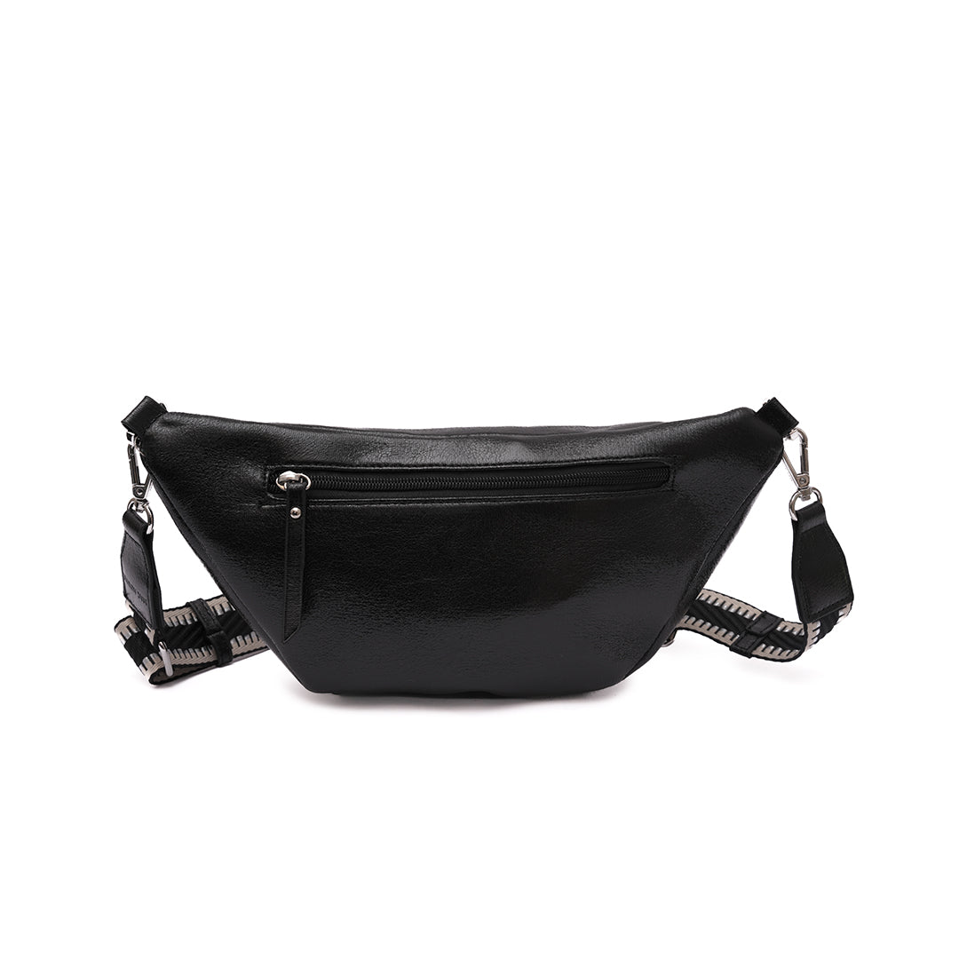 Sac BANANE 02 en cuir synthétique noir irisé de dos