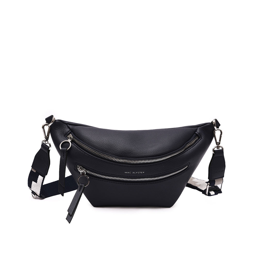 Sac BANANE 02 en cuir synthétique noir de face