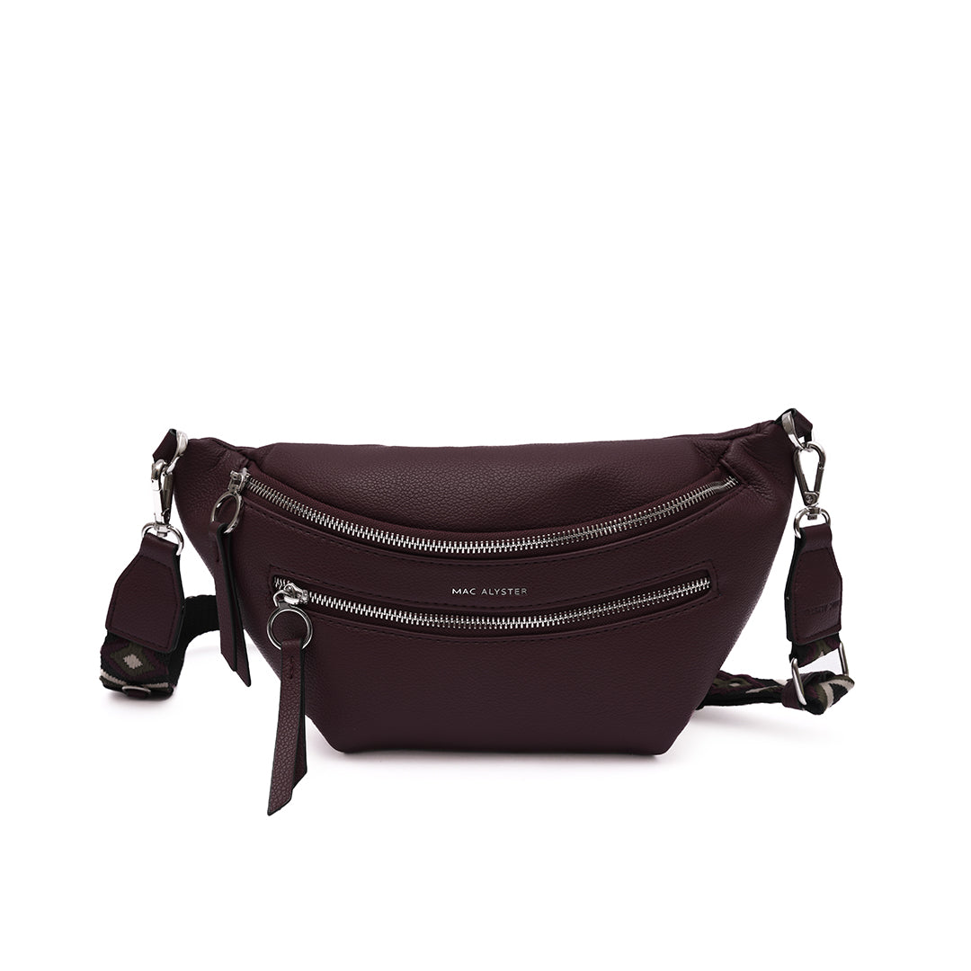 Sac BANANE 02 en cuir synthétique prune de face