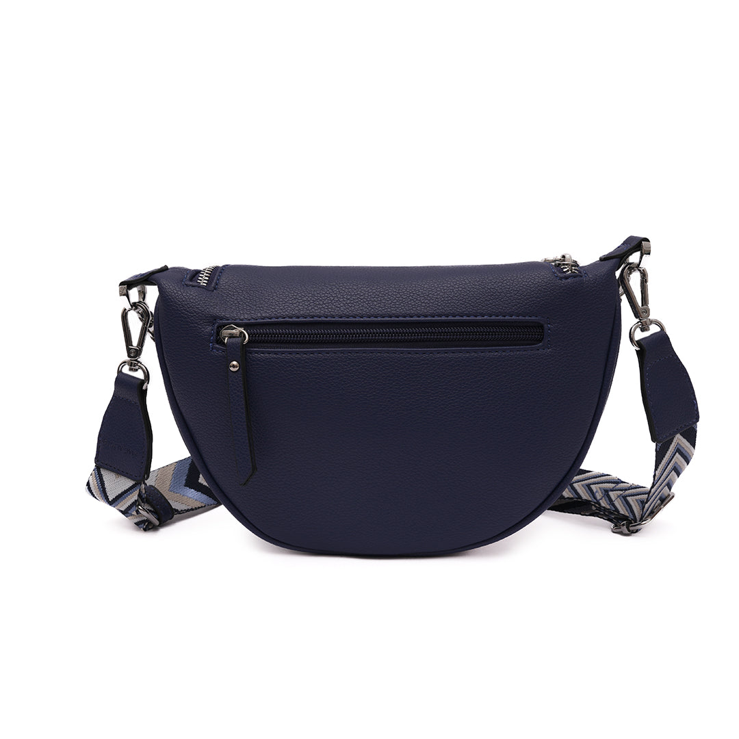 Sac BANANE 03 en cuir synthétique bleu de dos