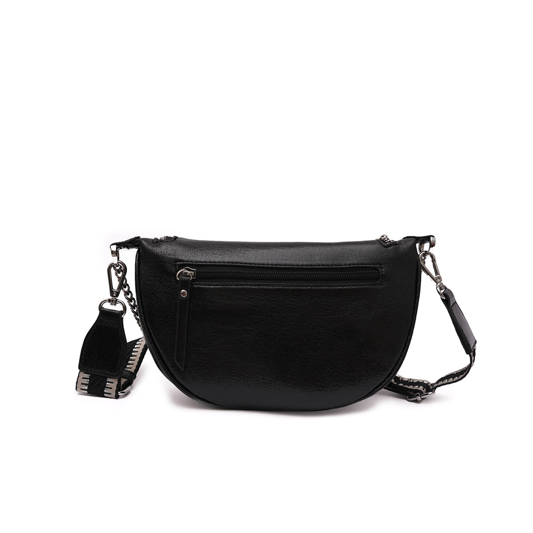 Sac BANANE 03 en cuir synthétique noir irisé de dos