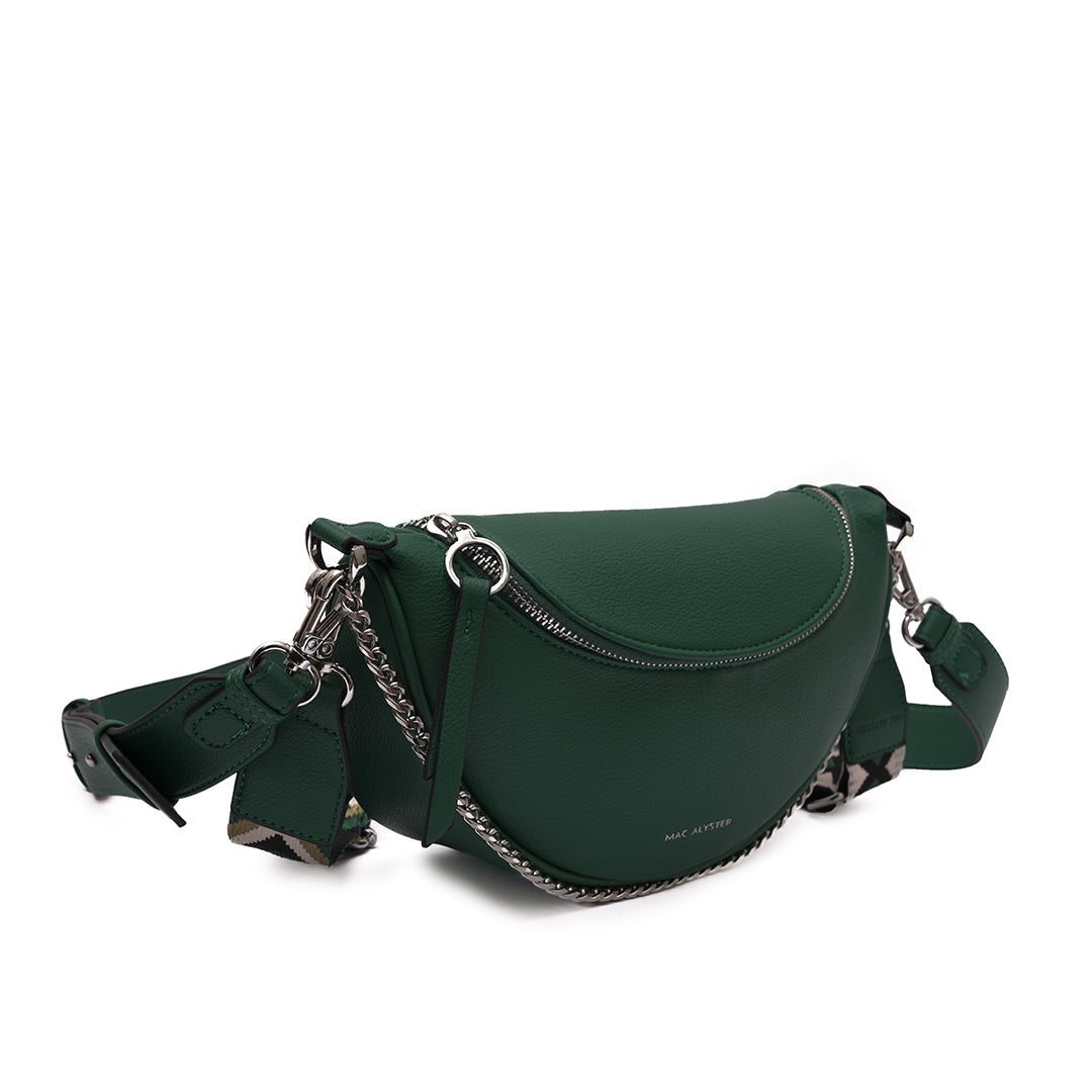 Sac BANANE 03 en cuir synthétique vert de trois-quarts