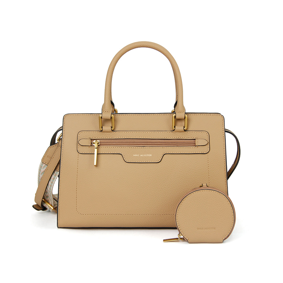 Sac porté main GIULIA pour femme en cuir SABLE de face