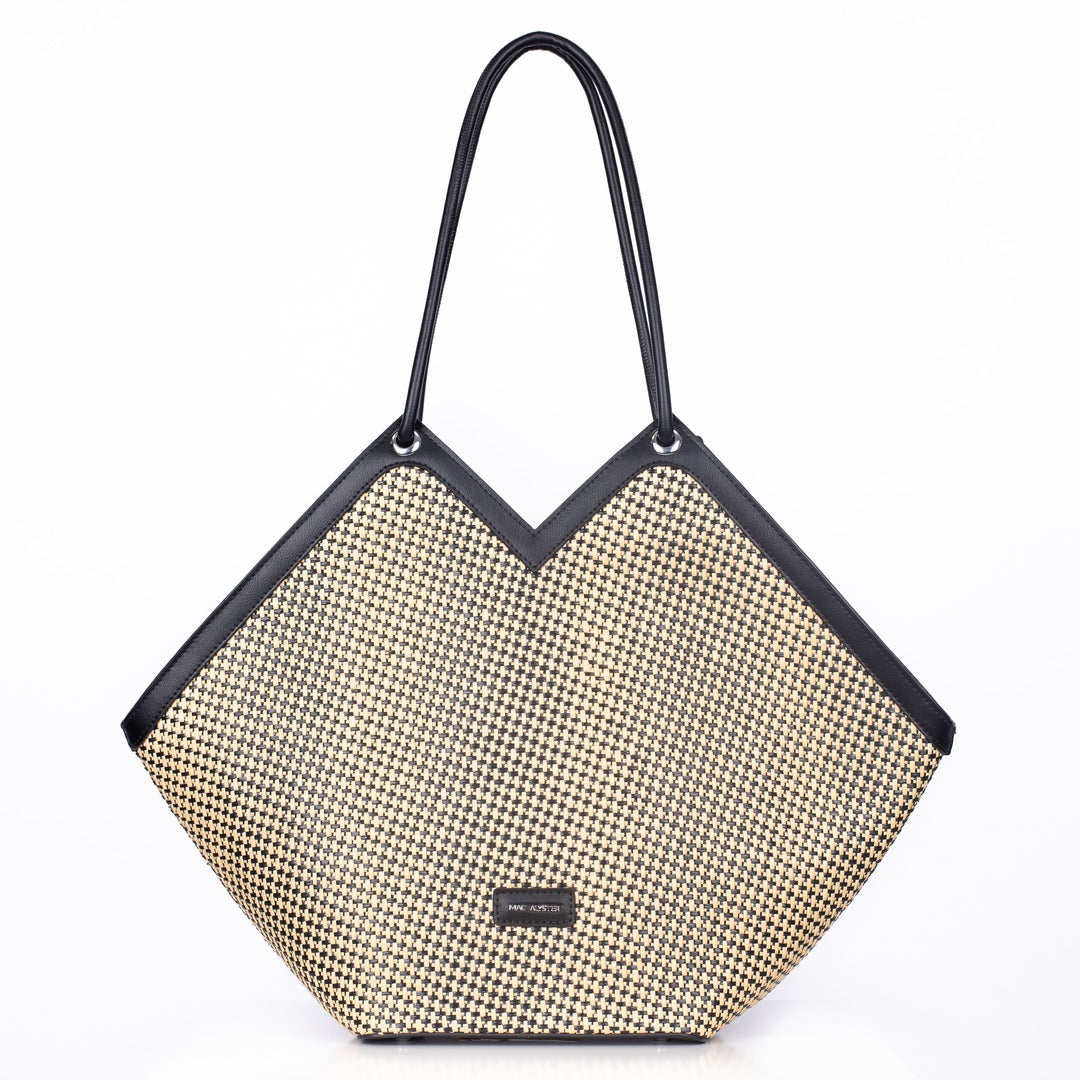 Sac cabas M SAINT RAPHAËL pour femme en paille NOIR de face