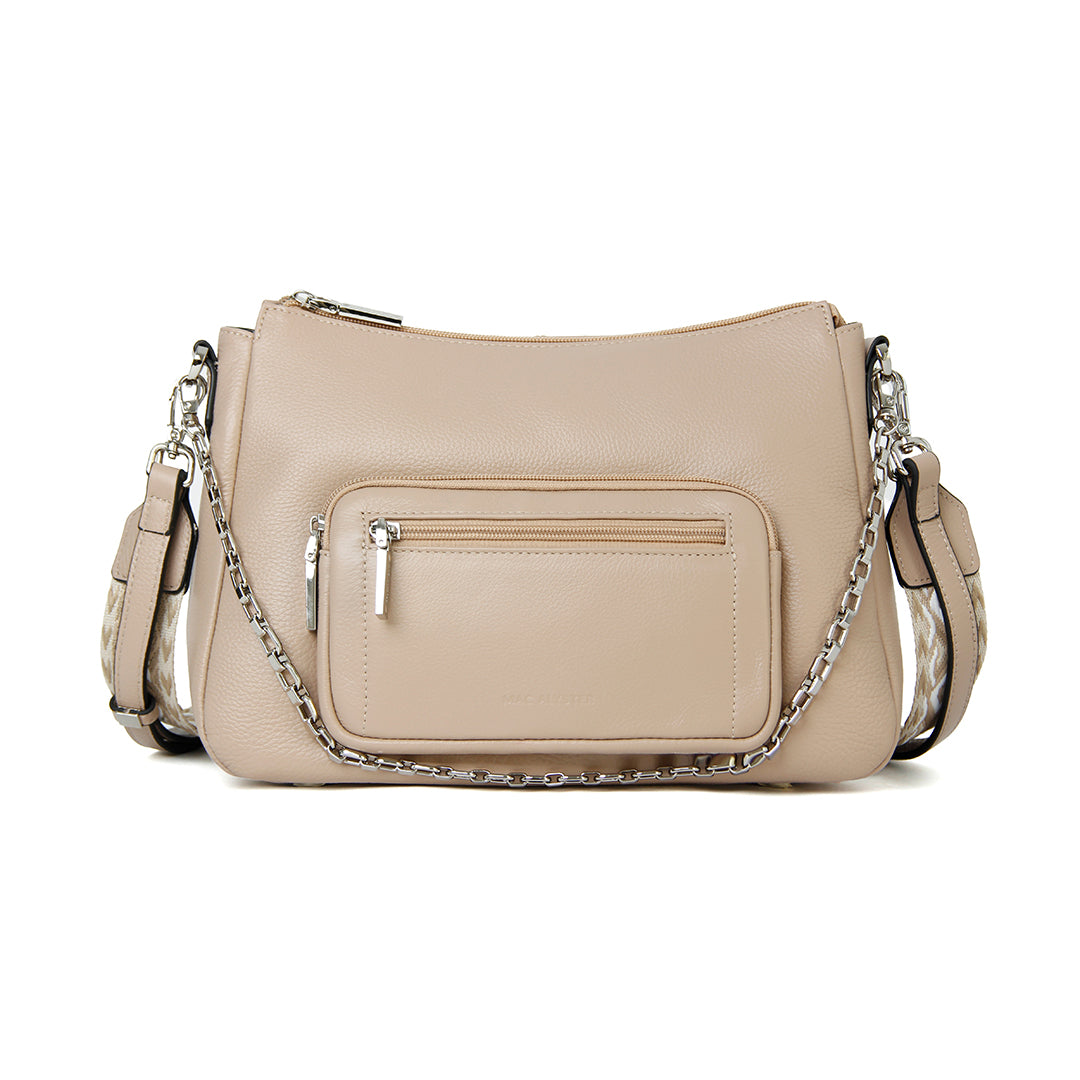 Sac besace DANA en cuir de vachette SABLE de face