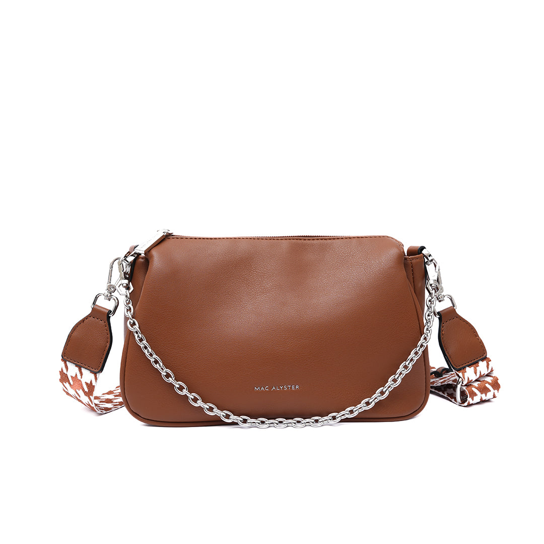 Sac trotteur MILAN en matière synthétique COGNAC de face