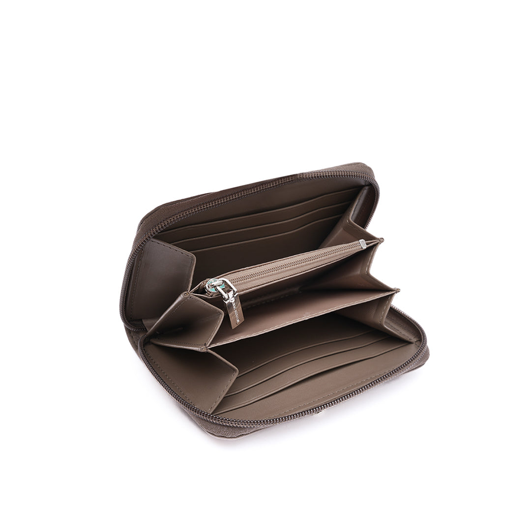 Porte monnaie zippée PETITE MAROQUINERIE synthétique TAUPE en détail