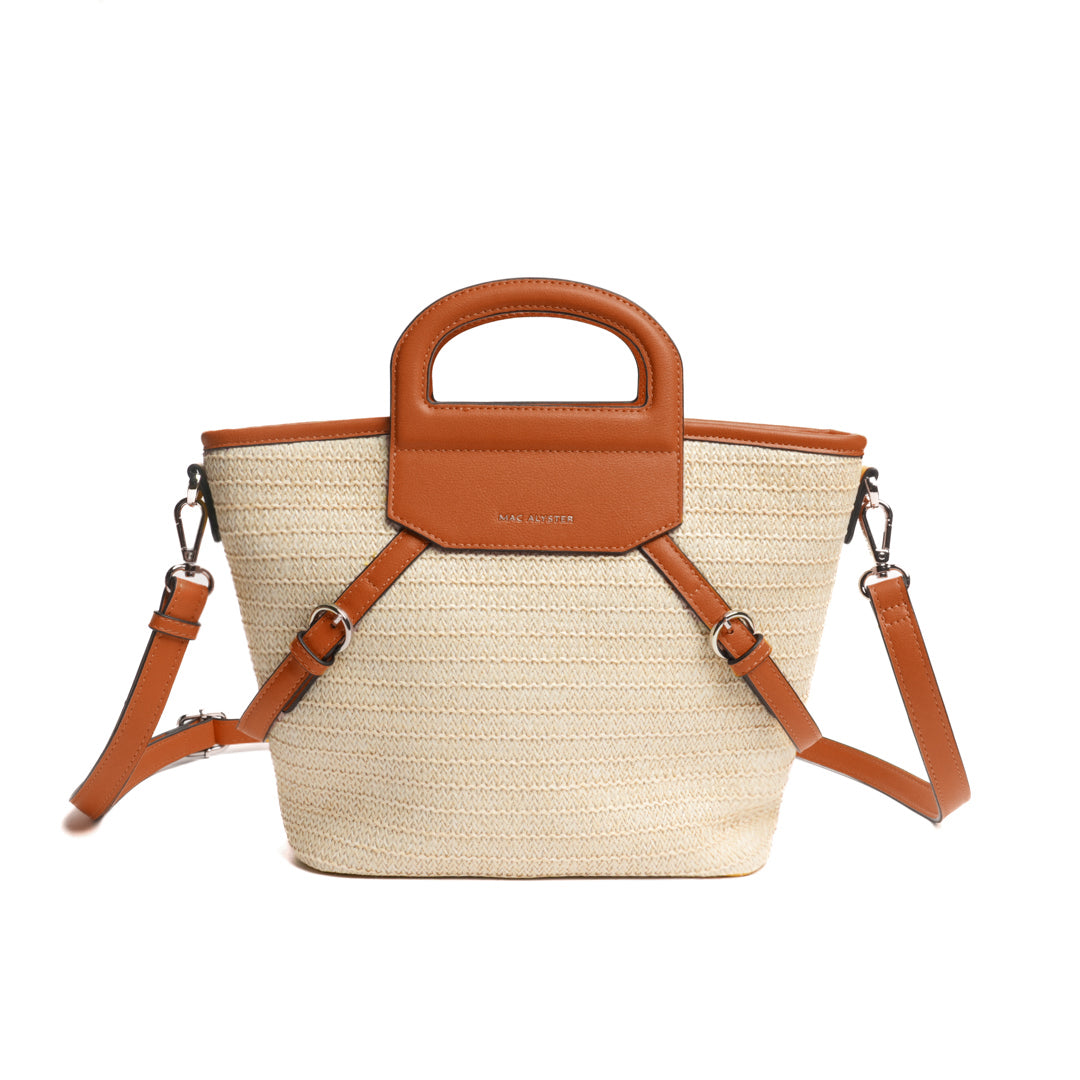 Sac porté main RIVIERA en matière synthétique COGNAC de face