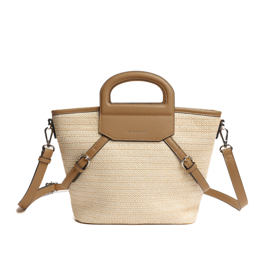 Sac porté main RIVIERA en matière synthétique TAUPE de face